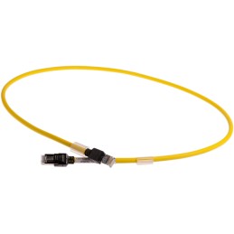 1 pcs - Omron Cat6a Male RJ45 to Male RJ45 Ethernet Cable, FTP, STP, Yellow LSZH Sheath, 1m
