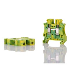 5 pcs - Phoenix Contact UT 10-PE Series Green/Yellow DIN Rail Terminal Block, 0.5 - 16mm², Single-Level, Screw