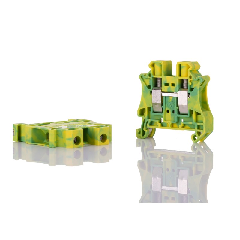 5 pcs - Phoenix Contact UT 10-PE Series Green/Yellow DIN Rail Terminal Block, 0.5 - 16mm², Single-Level, Screw