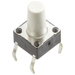 10 pcs - 430156095726 White Tactile Switch, SPST 50 mA @ 12 V dc 6.1mm Through Hole
