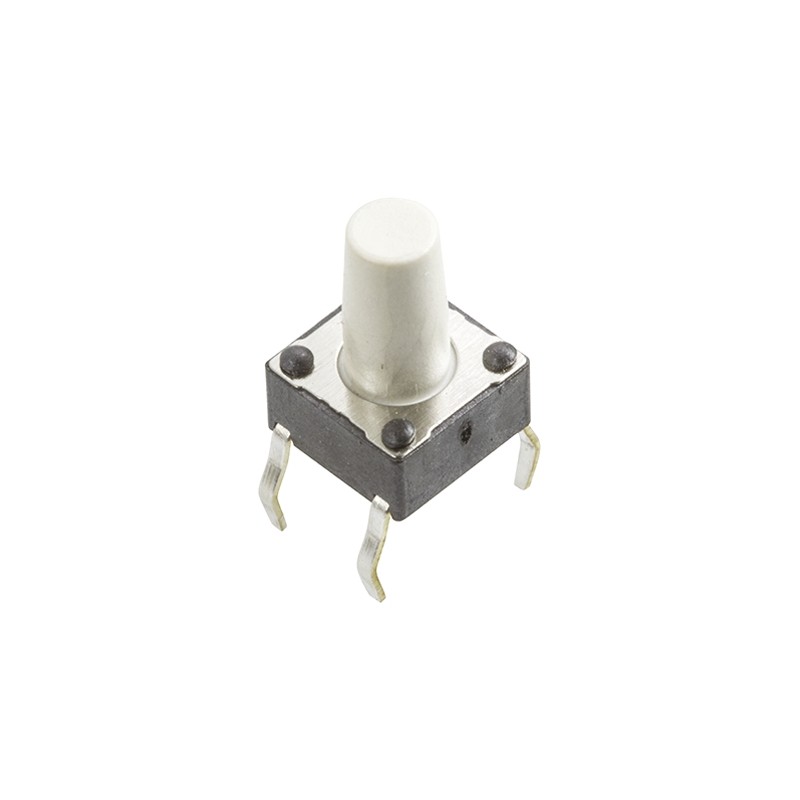 10 pcs - 430156095726 White Tactile Switch, SPST 50 mA @ 12 V dc 6.1mm Through Hole