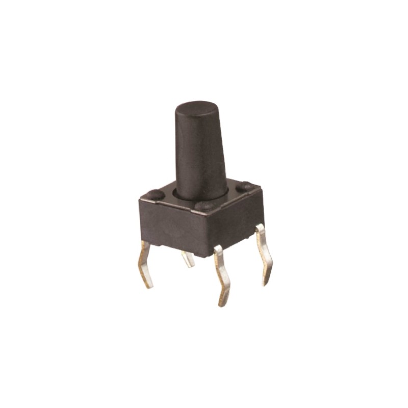 10 pcs - 430186095716 Black Tactile Switch, SPST 50 mA @ 12 V dc 6.1mm Through Hole
