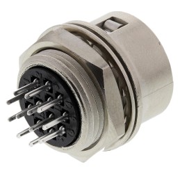 1 pcs - Hirose Circular Connector, 12 Contacts, Panel Mount, Miniature Connector, Plug, Male, HR10 Series