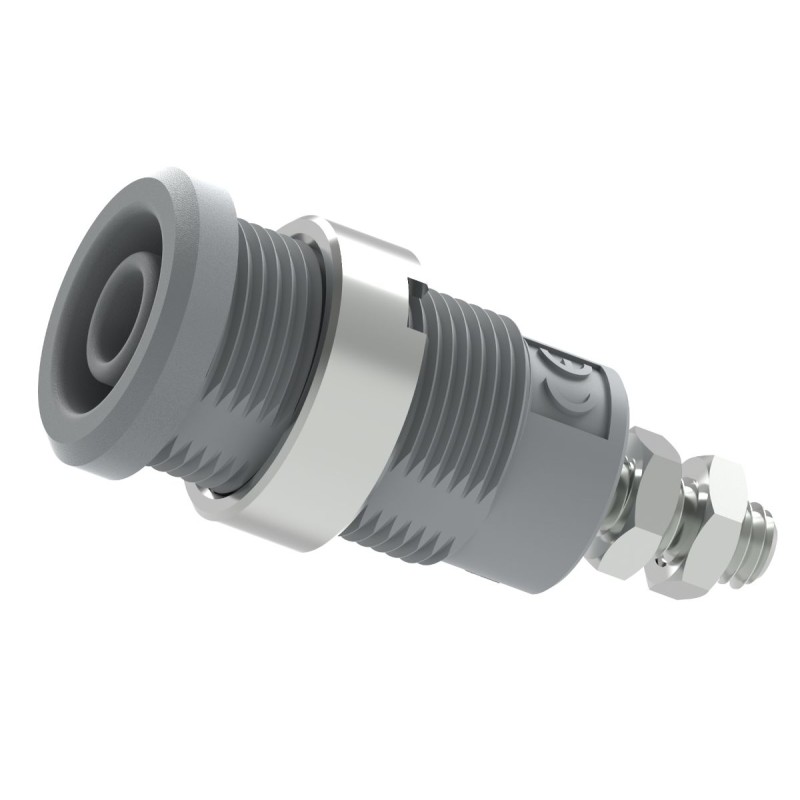 10 pcs - 3265-I-G Electro PJP Grey Female Banana Socket, Plug In Termination, 25A, 600 - 1000V