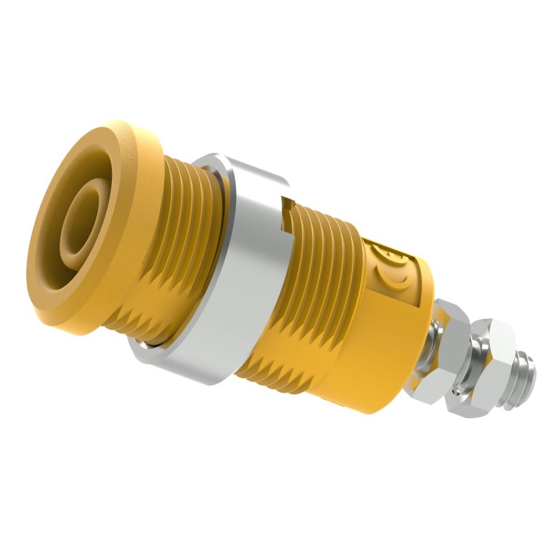 10 pcs - 3265-I-J Electro PJP Yellow Female Banana Socket, Plug In Termination, 25A, 600 - 1000V