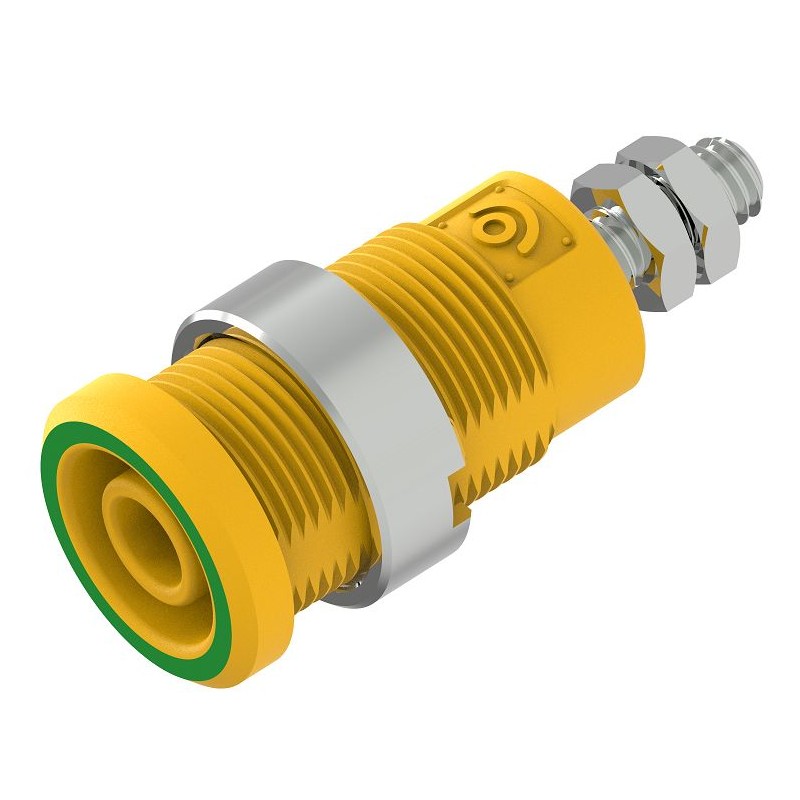 10 pcs - 3265-I-Jv Electro PJP Green, Yellow Female Banana Socket, Plug In Termination, 25A, 600 - 1000V