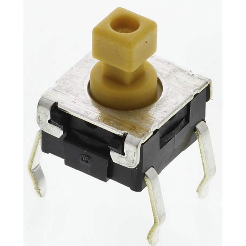 50 pcs - B3W-1052 Yellow Plunger Tactile Switch, SPST 50 mA @ 24 V dc 3.9mm Through Hole