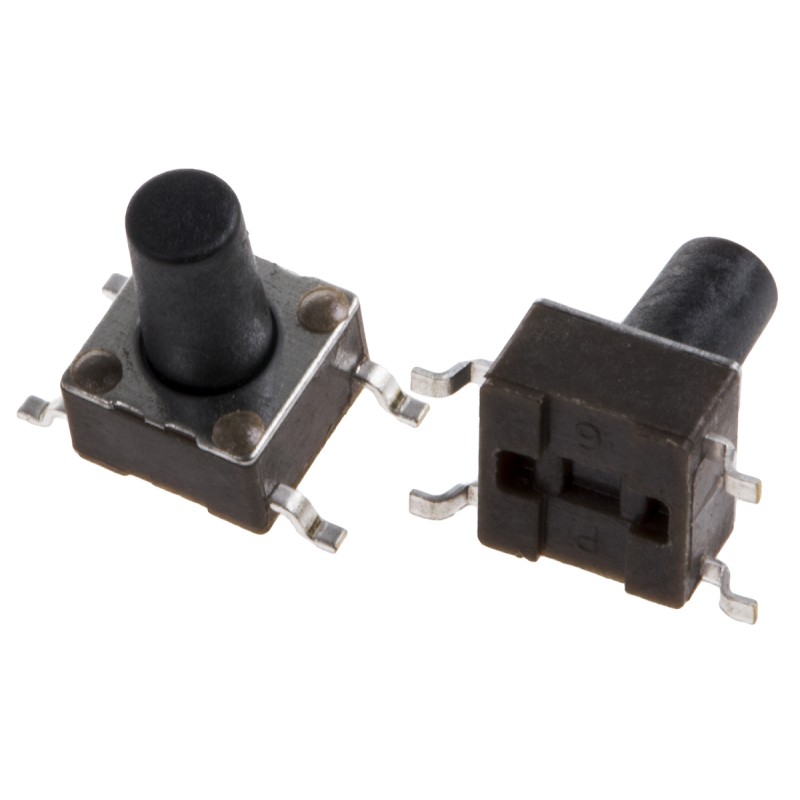 50 pcs - FSM8JSMA Black Button Tactile Switch, SPST 50 mA @ 24 V dc 5.9mm Surface Mount