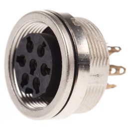 1 pcs - Lumberg 7 Pole Din Socket, DIN EN 60529, 5A, 250 V ac IP68, Female, Panel Mount