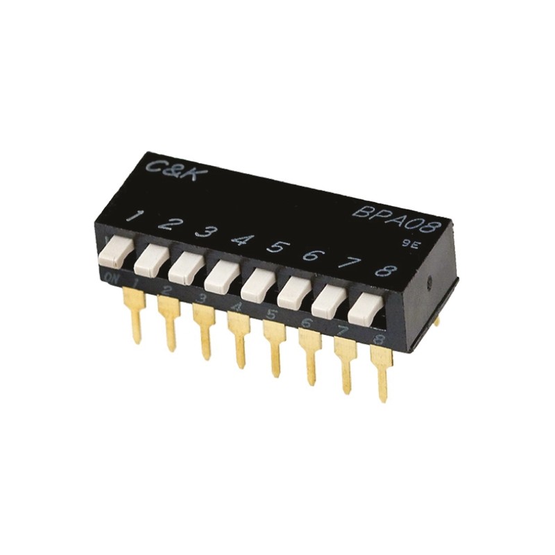 10 pcs - BPA02B C & K 2 Way Through Hole DIP Switch SPST, Side Actuator