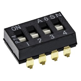10 pcs - A6SN-4101 Omron 4 Way Surface Mount DIP Switch SPST, Flat, Slide Actuator