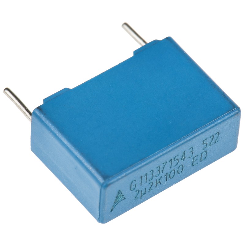 10 pcs - B32522C1225K000 EPCOS B32522 Polyester Film Capacitor, 63 V ac, 100 V dc, ±10%, 2.2μF, Through Hole