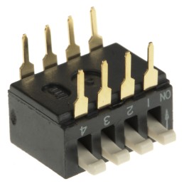 10 pcs - ADP0404 TE Connectivity 4 Way Through Hole DIP Switch 4PST, Piano Actuator