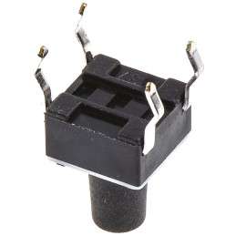 100 pcs - 3-1825910-5 Black Button Tactile Switch, SPST 50 mA @ 24 V dc 4.9mm