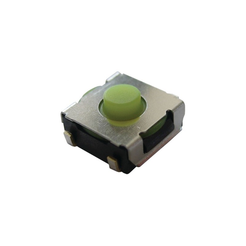 50 pcs - B3SL-1002P IP67 Green/Yellow Plunger Tactile Switch, SPST 50 mA 0.9mm Surface Mount