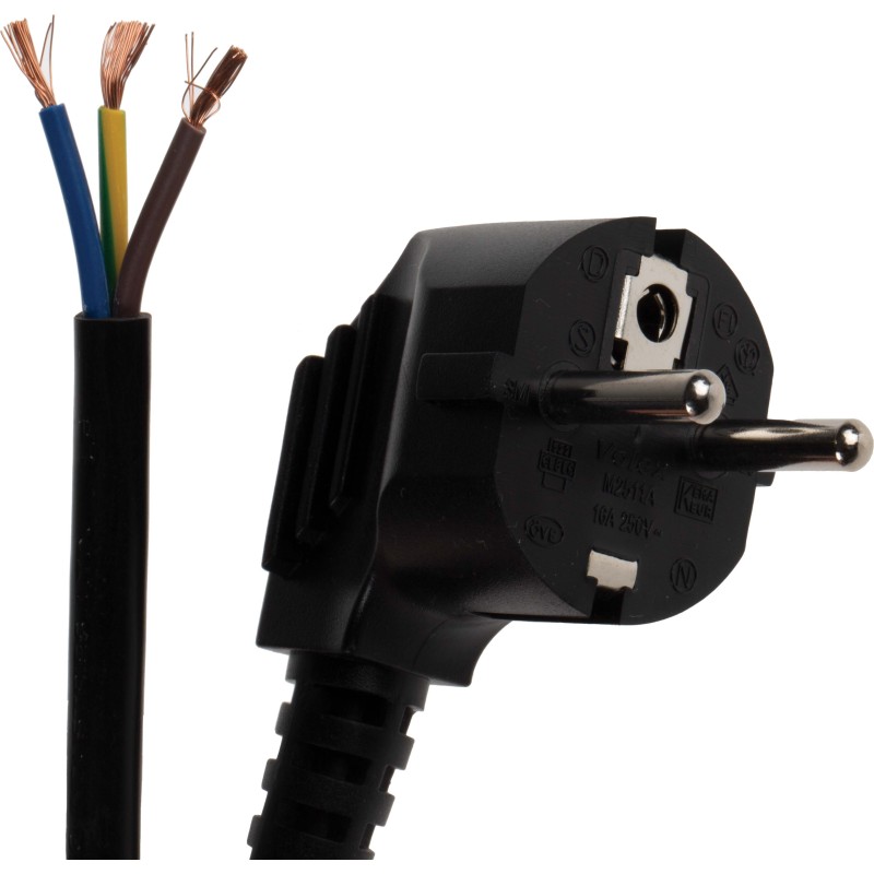 1 pcs - RS PRO Unterminated Type F German Plug Power Cord, 2m