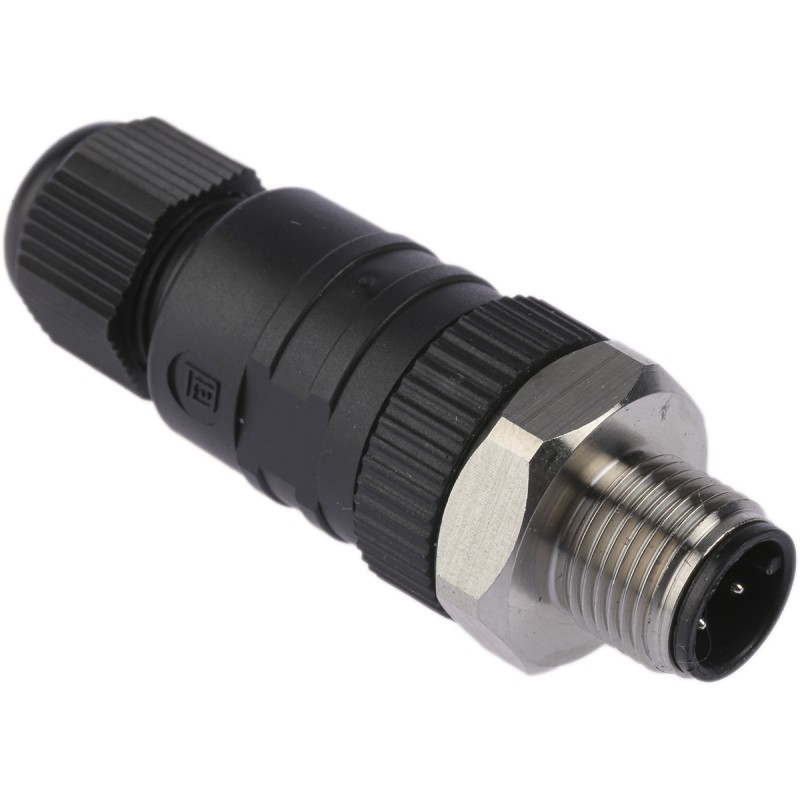 1 pcs - Lumberg Automation Circular Connector, 4 Contacts, Cable Mount, M12 Connector, Plug, Male, IP67, RSCN Series