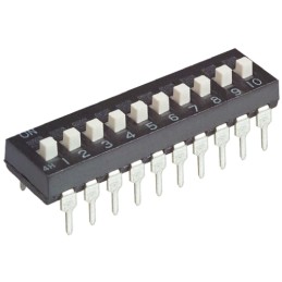 10 pcs - 1825360-6 TE Connectivity 10 Way Through Hole DIP Switch SPST, Extended Slide Actuator