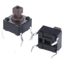 100 pcs - DTS644NV Brown Button Tactile Switch, SPST 50 mA @ 12 V dc 3.8mm