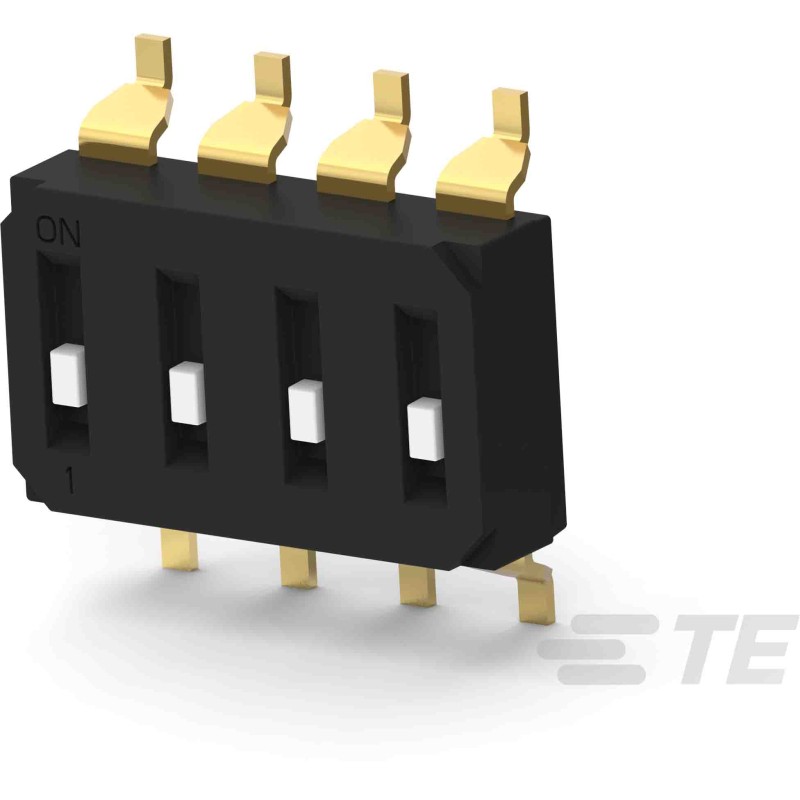 10 pcs - EDS04SGRNTR04Q TE Connectivity 4 Way Surface Mount DIP Switch SPST, Recessed Actuator