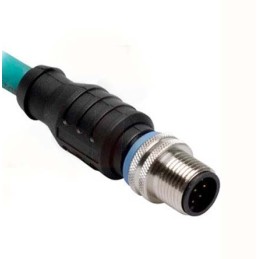 1 pcs - Turck Cat5e Female M12 to Male RJ45 Ethernet Cable, Teal TPE Sheath, 10m