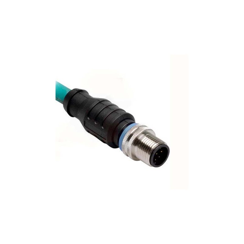 1 pcs - Turck Cat5e Female M12 to Male RJ45 Ethernet Cable, Teal TPE Sheath, 10m