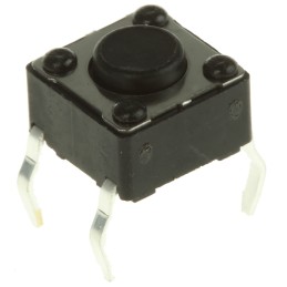 100 pcs - DTS61KV Black Button Tactile Switch, SPST 50 mA @ 12 V dc 0.8mm