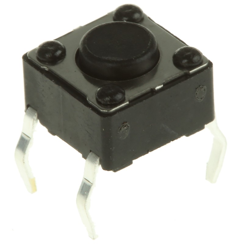 100 pcs - DTS61KV Black Button Tactile Switch, SPST 50 mA @ 12 V dc 0.8mm