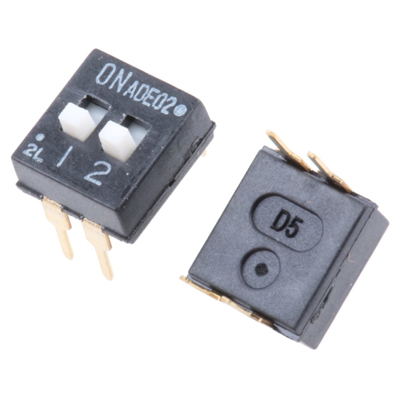 50 pcs - ADE02A04 TE Connectivity 2 Way Through Hole DIP Switch SPST, Extended Slide Actuator