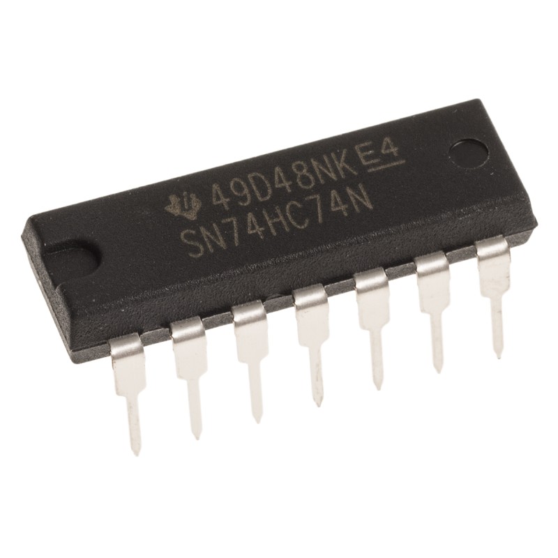 10 pcs - SN74HC74N Texas Instruments SN74HC74N Dual D Type Flip Flop IC, 14-Pin PDIP