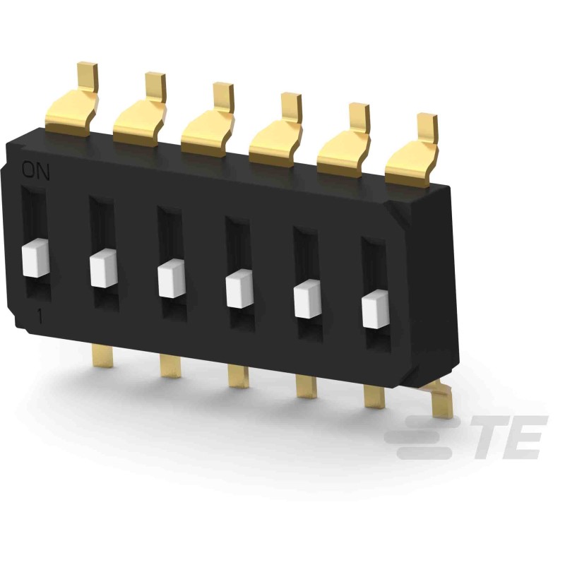10 pcs - EDS06SGNNTU04Q TE Connectivity 6 Way Surface Mount DIP Switch SPST, Raised Actuator