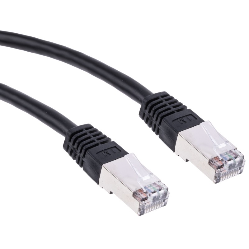 1 pcs - RS PRO Cat6 Male RJ45 to Male RJ45 Ethernet Cable, S/FTP, Black PVC Sheath, 1m