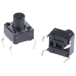 100 pcs - DTS63KV Black Button Tactile Switch, SPST 50 mA @ 12 V dc 3.5mm
