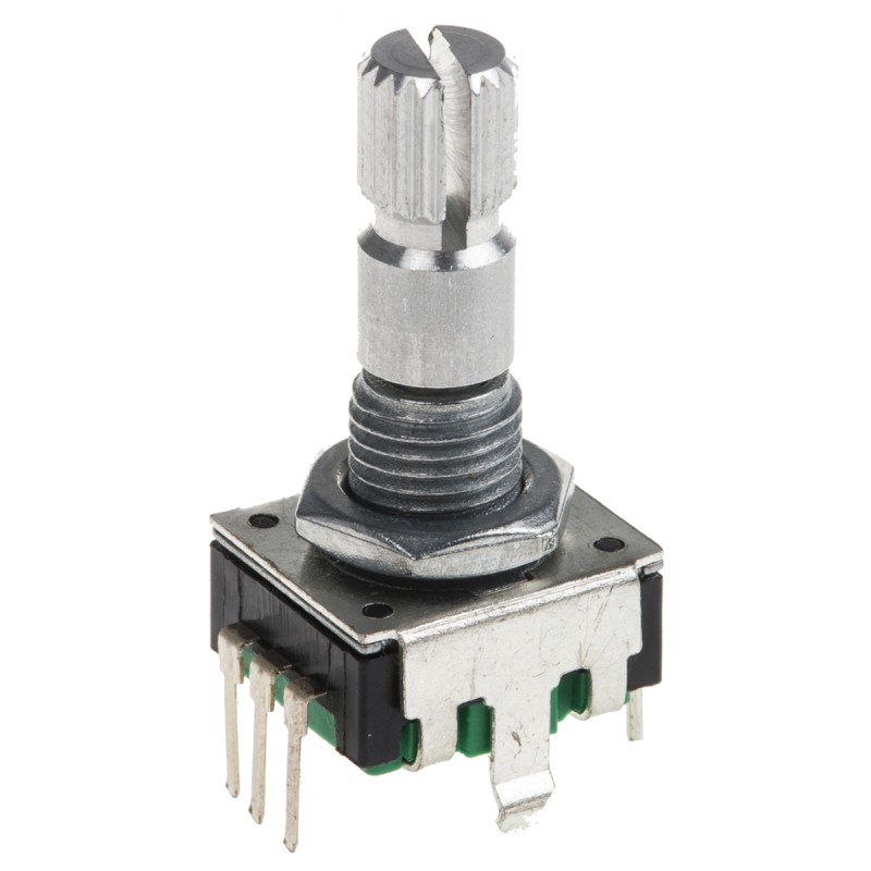 10 pcs - PEC11R-4220K-S0024 Bourns 24 Pulse Incremental Mechanical Rotary Encoder with a 6 mm Knurl Shaft, Through Hole