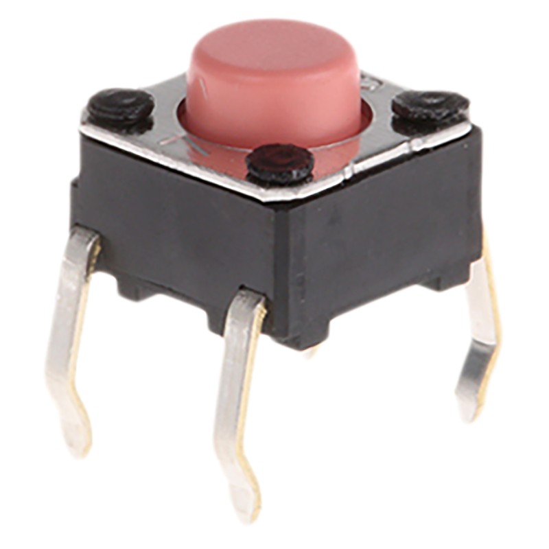 50 pcs - B3F-1025 Pink Plunger Tactile Switch, SPST 50 mA @ 24 V dc 0.9mm Through Hole