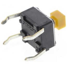 50 pcs - B3F-1052 Yellow Plunger Tactile Switch, SPST 50 mA @ 24 V dc 3mm Through Hole
