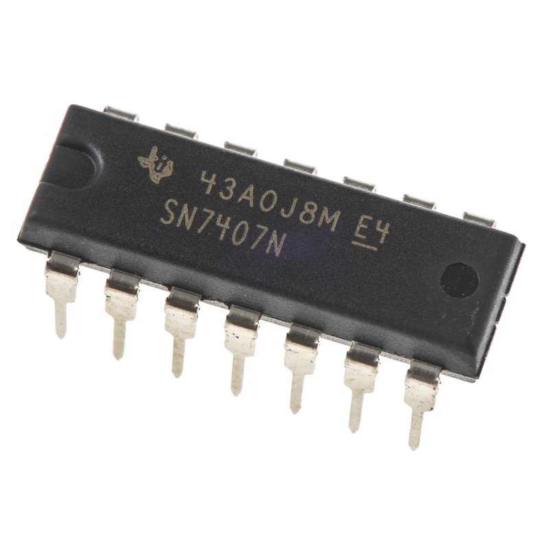 10 pcs - SN7407N Texas Instruments SN7407N Hex-Channel Buffer & Line Driver, Open Collector, 14-Pin PDIP