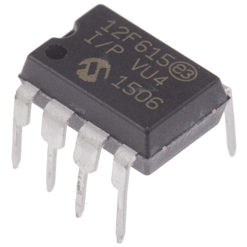 10 pcs - PIC12F615-I/P Microchip PIC12F615-I/P, 8bit PIC Microcontroller, PIC12F, 20MHz, 1K Flash, 8-Pin PDIP