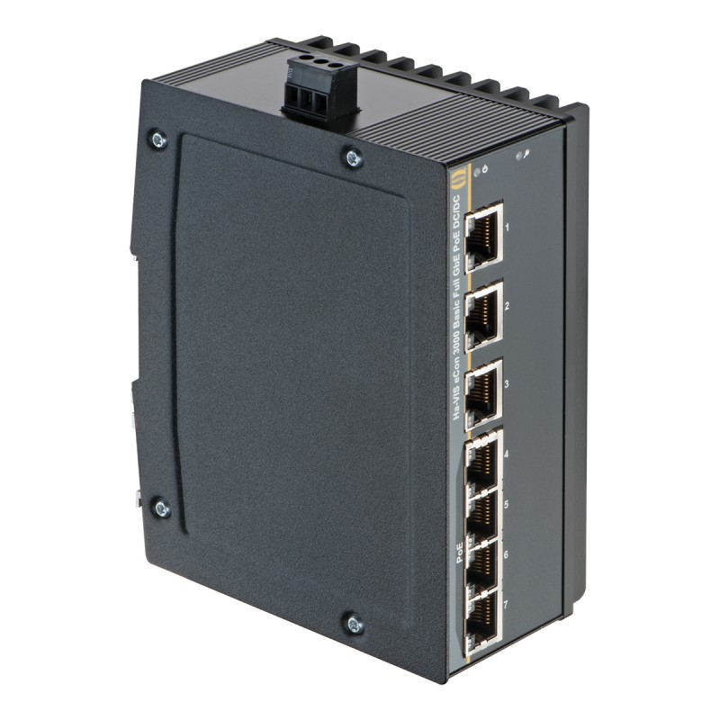 1 pcs - HARTING Ha-VIS eCon 3000 Series DIN Rail Mount Unmanaged Ethernet Switch, 7 RJ45 Ports, 10/100/1000Mbit/s Transmission,