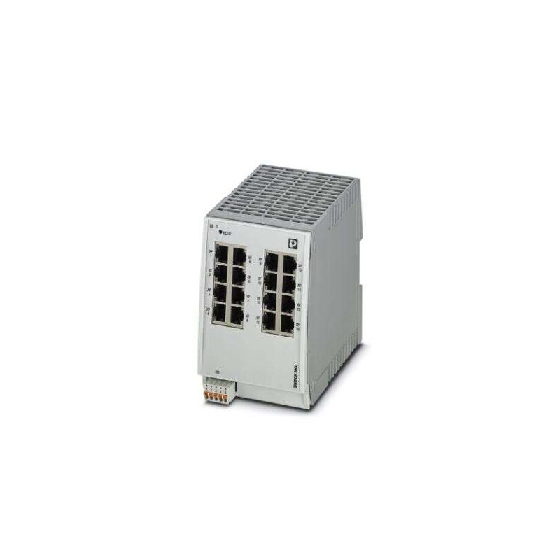 1 pcs - Phoenix Contact DIN Rail Mount Ethernet Switch, 16 RJ45 Ports, 10/100Mbit/s Transmission, 24V dc