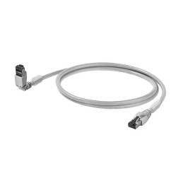 1 pcs - Weidmuller Cat6 Right Angle Male RJ45 to Straight Male RJ45 Ethernet Cable, S/FTP, Grey LSZH Sheath, 5m