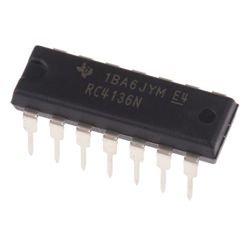 10 pcs - RC4136N RC4136N Texas Instruments, Op Amp, 3MHz, 14-Pin PDIP