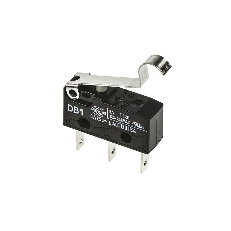 10 pcs - DB1C-B1SC ZF Simulated Roller Lever Micro Switch, Tab Terminal, 6 A @ 250 V ac, SPDT