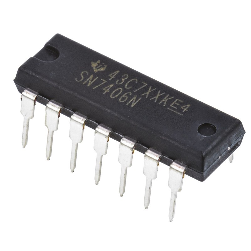 10 pcs - SN7406N Texas Instruments SN7406N Hex Inverter, 14-Pin PDIP