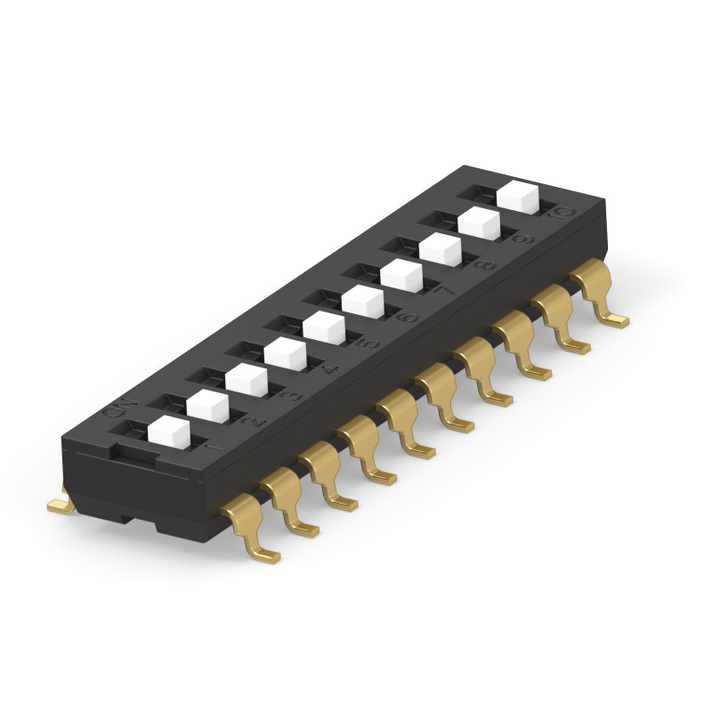 20 pcs - 2454985-1 TE Connectivity 10 Way Surface Mount DIP & SIP Switch SPST, Extended Actuator
