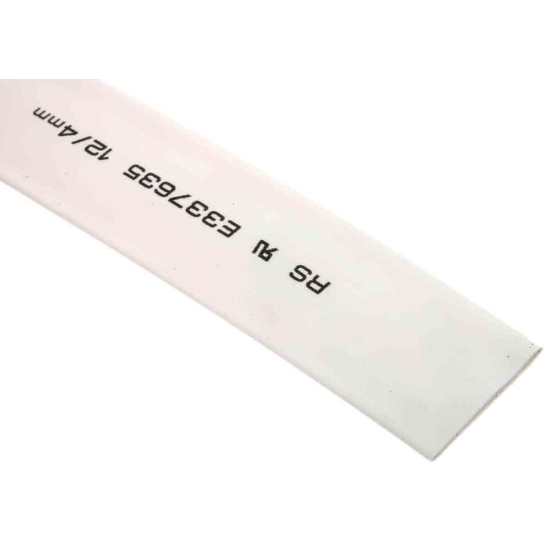 1 Reel of 4 M - RS PRO Heat Shrink Tubing, White 12mm Sleeve Dia. x 4m Length 3:1 Ratio