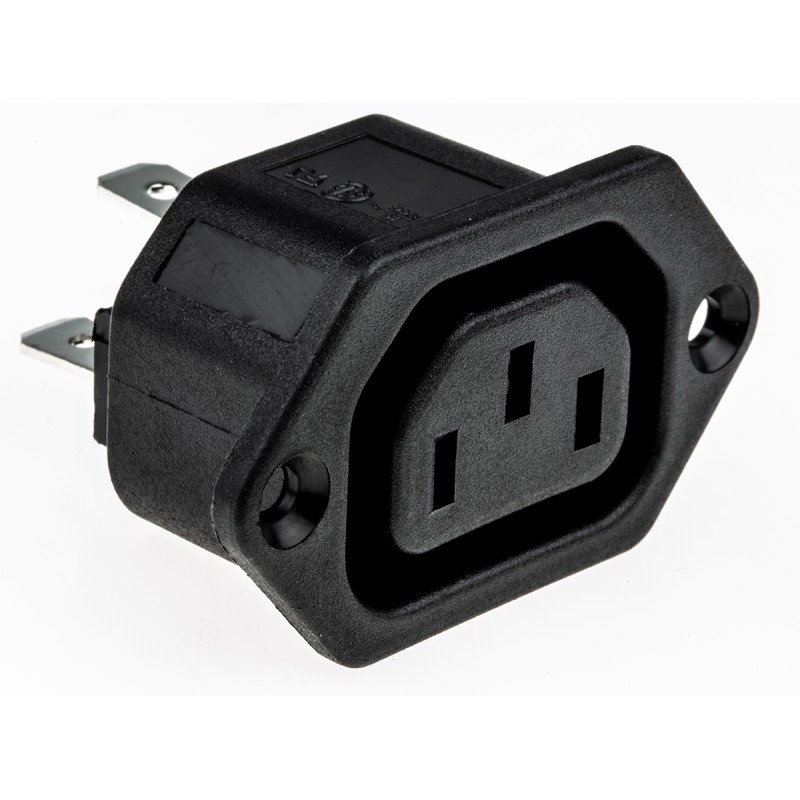 1 pcs - Bulgin C13 Panel Mount IEC Connector Socket, 10A, 250 V