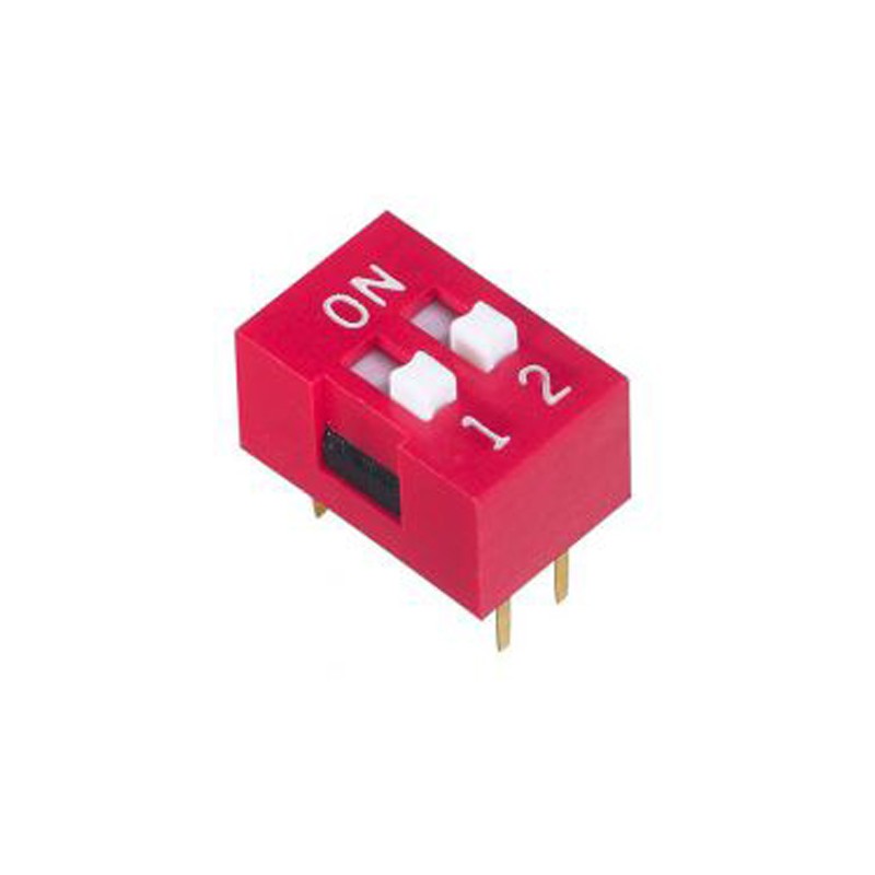 50 pcs - NDSR-02-V APEM 2 Way Through Hole DIP Switch DPST, Recessed Actuator