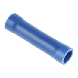 100 pcs - RS PRO Butt Splice Connector, Blue, Insulated, Tin 16 - 14 AWG