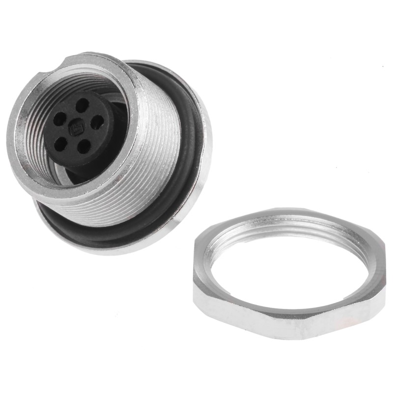 1 pcs - Binder Circular Connector, 5 Contacts, Panel Mount, M9 Connector, Socket, Female, IP67, 712 Series